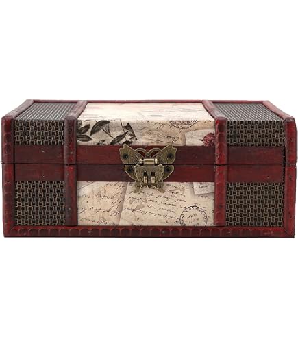 Valise - KD 1291 - Coffre en Bois Vieilli avec Cuir Fin - Trésor - Look rétro - Petit mobilier - Style Maritime - Fixations en métal Valise - KD 1291 - Coffre en Bois Vieilli avec Cuir Fin - Trésor - Look rétro - Petit mobilier - Style Maritime - Fixations en métal