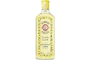 ‎BOMBAY SAPPHIRE Bombay Citron Pressé Premium Distilled Lemon Flavoured Gin, 37,5% Vol., 700 ml, per Dampfinfusion hergestellt mit den besten Zitronen vom Mittelmeer, intensiver Zitronengeschmack, 70 cl