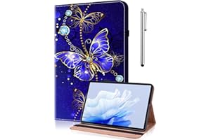 TUOLISG Galaxy Tab S5e Hülle T720,PU Leder Flip Case Brieftasche Stifthalter Tablet Schutzhülle mit Stylus Stift für Samsung Galaxy Tab SM-T720/T725 (2019) 10.5" Tablette -Schmetterling