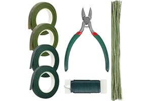 HXSEMAYIG Floral Tape and Floral Wire, Arrangement Tools Kit Green Floral Tape and Floral Wire, Boutonniere Pin for Bouquet Stem Wrap Florist, Wreath Making Supplies
