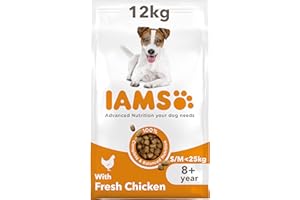 IAMS Senior Small Medium Complete Dry Dog Food Chicken 12kg - With DentalCare System