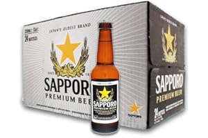 サッポロビール Sapporo Premium Beer - Erfrischende Bouillon mit frischem und raffiniertem Geschmack und sauberem Abgang (24 Flaschen x 330 ml)