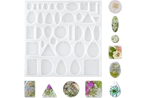 AEAOCVO Epoxy Resin Moulds Silicone Jewelry Molds With Hole, DIY Jewellery UV Resin Moulds for Making Earrings Pendants Keychain