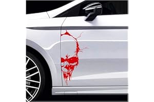 ‎FINEST FOLIA Finest Folia Skull Totenkopf Aufkleber Sticker Dekor Folie Autoaufkleber Tattoo für Auto LKW Wohnwagen K079 (Karminrot, 28x13 cm)