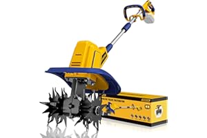 ADOTOCAM Cordless Tiller Cultivator Compatible with Dewalt 20V Battery(Tool Only), 360RPM Battery Powered Garden Cultivator, 9In Tilling Width & 7In Depth Tiller for Gardening