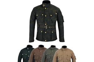 warrior gears Men's Waxed Cotton Motorcycle Jackets, Motorbike Top Gear, Waterproof Nylon Lined Jacket, Armoured Biker Textile Winter Outdoor Coat for Men, Running, Riding, Travel Clothing