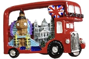 WEDARE MAGNET SOUVENIR Londra UK - Magnete da viaggio in resina per frigorifero 3D con autobus in 3D, decorazione per casa e cucina, regalo