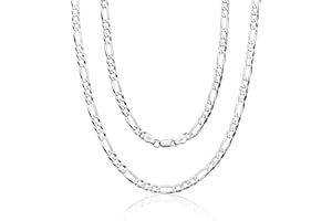Aka Gioielli® - Cadena Figaro 5.2 mm Plata De Ley Esterlina 925 Rodio - Collar Hombre Mujer Longitud: 45 50 55 60 65 70 75 cm