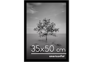 Americanflat Cornice 35x50 cm Nera - Cornice Foto in Legno Multistrato con Vetro Resistente agli Urti e Ganci Integrati - Cornice Plexiglass da Appendere in Verticale o Orizzontale