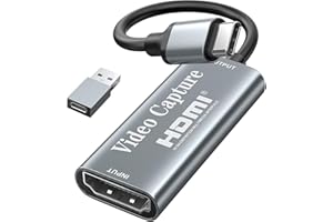 PAPEASO 4K HDMI-auf-USB-C Video Capture Card mit Audio-Unterstützung, 1080P Aufnahme, inklusive Typ-C-Adapter, ideal für Gaming, Live-Streaming und Videoaufnahmen, kompatibel mit Windows und macOS