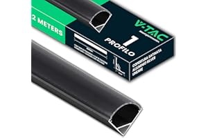 V-TAC 1 Profilo per Strisce Led da 2 METRI Angolare in Alluminio Nero - (2 Metri Totali) - Profili per Strisce LED con Copertura Opaca Nera - Angoli 15,8mm - Apertura 10,5 mm
