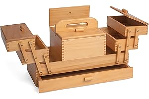 Hobby Gift Boîte de rangement en bois à étages pour la couture, l'artisanat et les loisirs créatifs, 4 étages avec tiroir
