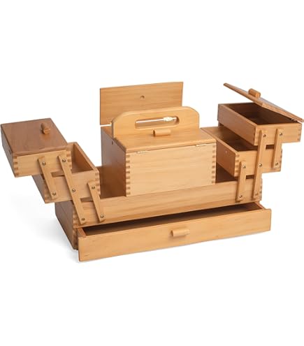 Cestino Da Cucito Con Stampa Floreale - Scatola Portaoggetti Con Vassoio Rimovibile, Per Fili, Aghi E Forniture | Vintage E Pratico - Foto 14