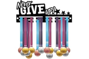 CREATCABIN Soporte para Medallas de Acrílico Nunca Te Rindas Soporte para Exhibición Soporte de Pared Colgador para Colgar para Insignia de Hogar 2 línea Atletas Medallista Correr de 20 medallas