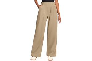 Oyamiki Wide Leg Trousers for Women UK Waffle Knit Palazzo Pants Business Work Casual Elasticated Waist Trousers with Pockets