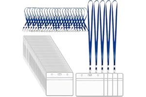 XHDA Blue 50PCS Lanyards for Neck with 50PCS Card Holder, Lanyard with Clear Plastic Card Holder for ID Card and Staff