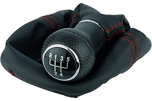 L & P Car Design L&P A0254-0 Schaltsack Schaltmanschette Schwarz Naht Rot GTI Look Schaltknauf 5 Gang 12mm kompatibel mit VW Golf 2 II 3 III Polo 6N 35i UVM. Plug Play Ersatzteil