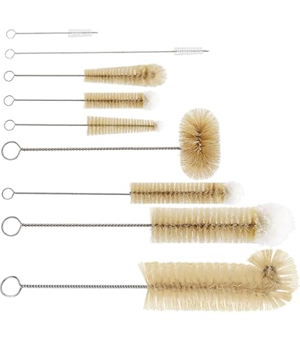 Kit De 3 Brosses De Nettoyage Pour Bouteille - Tête En L, Manche En Bois, Pour Verres, Théières, Biberons