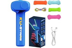 PORUPAEL Electric String Rope Launcher Toy with 5 Fluorescent Ropes Fidget String Launcher Toys for Kids, Cool Lasso Loop Stuff for Boys, Cool String Launcher Toy, Glow In the Dark Rope Toy (Deep Blue)