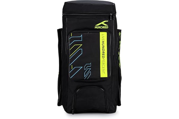 Hundred Polyester Aspire Cricket Kitbag Spacious & Durable Sports Gear Bag with Multiple Compartments Shoe Compartment & Sturdy Zippers Padded Straps(Black)