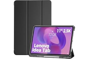 ProCase Funda para Lenovo Idea Tab 11" 2025 TB-336ZU/TB-336FU, Funda Folio con Soporte para Lápiz, Carcasa Protectora Delgada con Soporte Trifold y Cubierta Trasera Translúcida - Negro