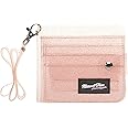 Clear Wallet for Women, Bifold Wallet Purse with Lanyard Cute Jelly Coin Pouch ID Case