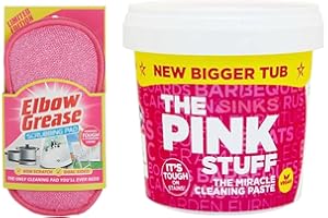Housold 850g Pink Stuff Cleaning Paste With Elbow Grease Scrubber Pad | Removes Tough Stains on Stainless Steel, Ceramic, Porcelain, Glass, & Plastic (Pack of 1)