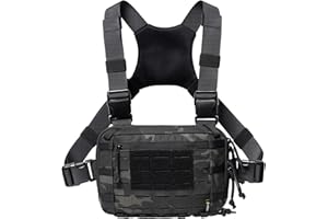 VOTAGOO GEAR Tactical Chest Pack EDC Chest Bag 2L Utility Molle Chest Rig Pouch with CCW Compartment Adjustable Strap Outdoor (Dark Black)
