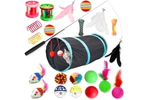 Mauts 23pcs Cat Toys Kitten Scalable three section cat teaser stick and 3 types of replaceable feathers Toys Cats Interactive Toys，Increase cat activity and emotions