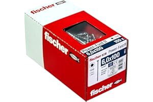 fischer 100 x wkręt do płyt wiórowych Power-Fast II 6,0x100, łeb stożkowy z gwiazdą wewnętrzną TX gwint częściowy cynkowany galwanicznie, pasywowany na niebiesko (nr art. 670457)
