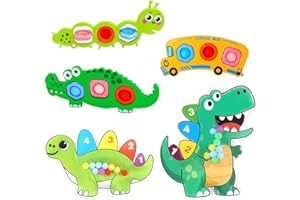 KIKAWORD 5 PCS Fidget Popper Sensory Baby Toys, Pop It Fidget Toys for Airplane Travel Essential Activities, Montessori Early Development & Educational Games for Boys Girls