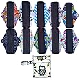 10 Pieces 10 Inch Regular Flow Charcoal Bamboo Mama Cloth/ Menstrual Pads/ Reusable Sanitary Pads+1 Wet Bag