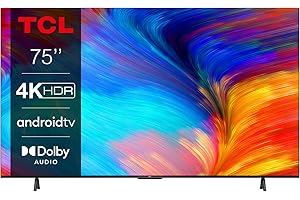 TCL 75P639K 75-inch 4K Smart TV, Ultra HD, Powered by Android , Bezeless design (Freeview Play, Game Master, Dolby Audio, HDR 10 compatible with Google assistant & Alexa)