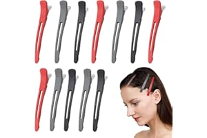 FADRUN 12 Pcs Pinza Pelo de Duckbil,Pinzas de Cocodrilo,Peluquería de Uso Común Modelado Clip,Hair Clips,para Cabello de Niñas y Mujeres Accesorios Perfectos-11.4cm de Long