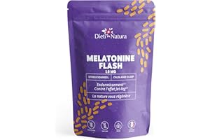 DIETI NATURA - Mélatonine Flash - Hormone Du Sommeil - Atténue Les Effets Du Jet-Lag - Sans OGM & Sans Gluten - Vegan - Fabriqué En France - 90 Comprimés