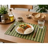 Bambu Amerikan Servis Sofra Altlığı Yeşil Doğal Desenli 43 x 30 cm 2 mm Kalınlık Rulo Tasarım Masa ve Sunum Altlığı