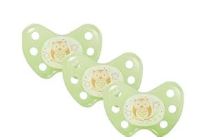 Dentistar® Night Juego de 3 chupetes nocturnos de silicona – Talla 3, desde 14 meses – Chupete luminoso ortodóntico que cuida los dientes – Verde con búho