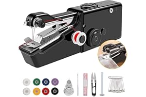 VxoDhuuo Handheld Sewing Machine, Mini Sewing Machine Handheld, Cordless Portable Electric Sewing Machines with Sewing Accessories for Beginners, Suitable for Clothing, Curtains, DIY Home Travel,Black