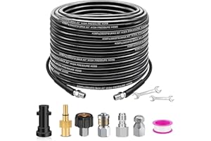 Geichan 30M/100FT High Pressure Drain Hose, Sewer Jetter Kit Pressure Washer Drain Pipe Hose Cleaning Kit Come with Adapters for Karcher K2-K7 Series,Bosch,LAVOR Household Use Pressure Washer