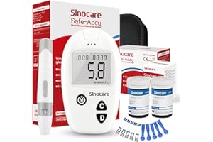 Sinocare Blood Sugar Monitor, Diabetes Testing Kit Safe Accu, Large Memory Capacity Blood Sugar Test Kit with 50 Test Strips & 50 Lancing Devices, for Diabetics Home Self-Testing in mmol/L
