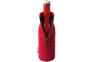 DRESS-YOUR-DRINK Neoprene Bottle Cooler, Wine Cooler, Drinks Cooler (Pack of 1, 0.33 Litres, Red)