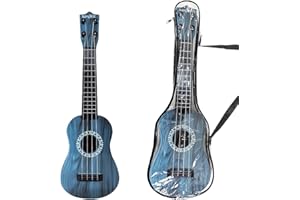 ENJOYAA Instrumento de guitarra infantil de 42 cm, con funda de guitarra gratuita, púa y cuerdas de repuesto, mini guitarra para niños y niñas de 3 a 6 años (azul)