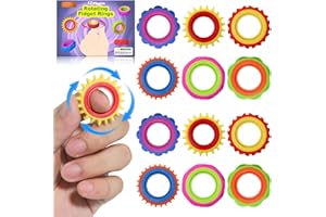 Bambebe 12 Pack Fidget Sensory Rings - Quiet Textured Finger Toys for Kids & Adults, Calming Stress Relief for Autism, ADHD, Anxiety, Suitable for Classroom & Office