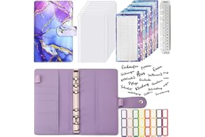 EVERTHJ Budget Planner Cash Stuffing , A6 Geld Organizer Budgetplaner Binder, Full Set Money Household Book with 12 Transparent Pockets and Sheets