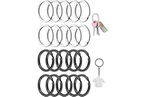 FOREVAT 20 sztuk kółek do kluczy, 25 mm, małe okrągłe kółka na klucze, stal nierdzewna, bezpieczne płaskie wzornictwo, breloczki do kluczy, do samodzielnego wykonania, rzemiosła artystycznego