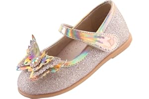 EIGHT KM Ballet Shoes for Girls Kids Princess Shoes - Multi-Colored for Ages 2-7 Years - Girls Wedding Shoes - Party Gift White, Pink, Blue, Black Ballet Shoes - Flat Shoes Flower Girl Shoes