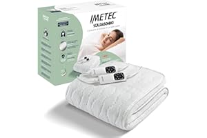 Imetec Scaldasonno Adapto Recreo, Matrimoniale 150 x 160 cm, Riscaldamento Rapido, Temperatura Costante e Personalizzata, Tessuto Anallergico Riciclato Lavabile, 2 comandi 6 Temperature, Made in Italy