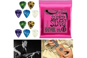 ZYPHONX Super Slinky Nickel Wound Electric Guitar Strings - 9-42 Gauge, includes 10 free Guitar pick plectrums