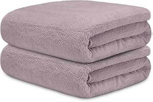 DECASATEXTIL Juego 2 Toallas Baño Grandes 70x140cm Algodón 450g/m² – Suaves y Absorbentes – Toallas de Ducha para Hogar, Gimnasio o Hotel (Lila)