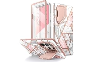 i-Blason Cosmo etui do Samsung Galaxy S24 Ultra ze stojakiem na aparat, [obsługa MagSafe] stylowe etui 360 pełne z osłoną ekranu i podpórką magnetyczne etui na telefon do S24 Ultra, marmur